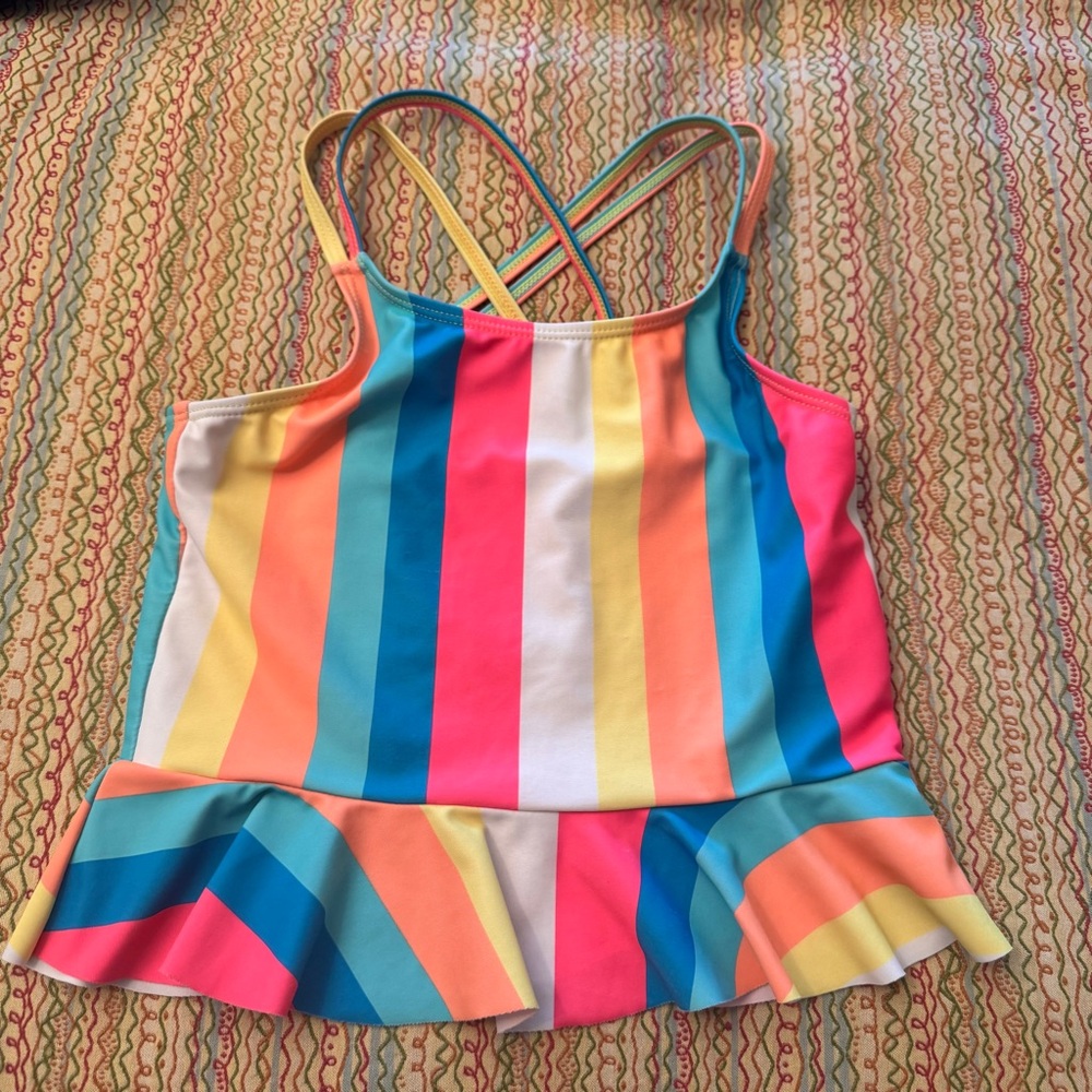 Hurley Girls Criss Cross Elastic Shoulder Straps UPF50+ Tankini top Size 7/8